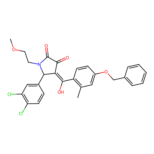 (4E)-4-{[4-(benzyloxy)-2-methylphenyl](hydroxy)methylidene}-5-(3,4-dichlorophenyl)-1-(2-methoxyethyl)pyrrolidine-2,3-dione structure
