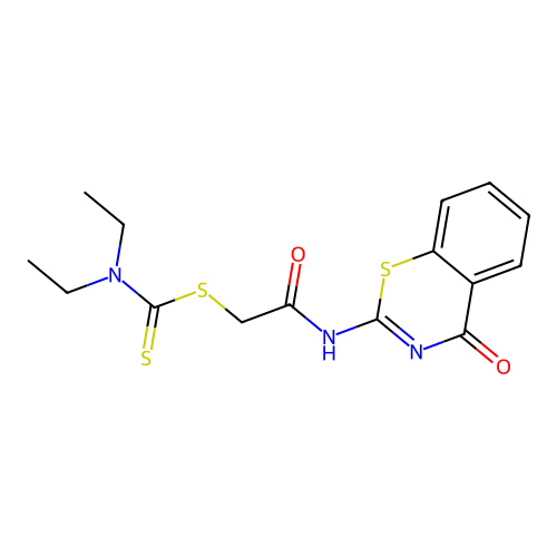[2-oxo-2-[(4-oxo-1,3-benzothiazin-2-yl)amino]ethyl] N,N-diethylcarbamodithioate structure