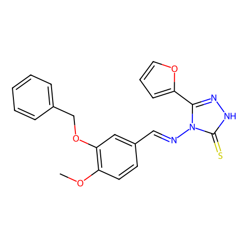 (E)-4-((3-(benzyloxy)-4-methoxybenzylidene)amino)-5-(furan-2-yl)-4H-1,2,4-triazole-3-thiol structure