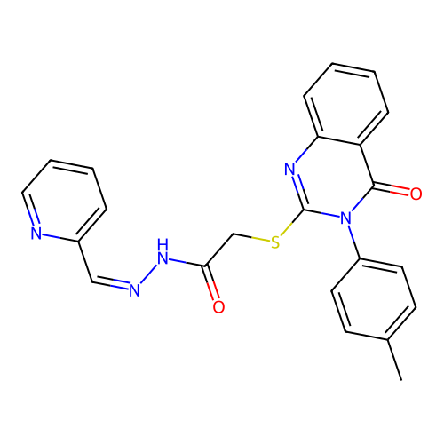 (Z)-2-((4-oxo-3-(p-tolyl)-3,4-dihydroquinazolin-2-yl)thio)-N'-(pyridin-2-ylmethylene)acetohydrazide structure