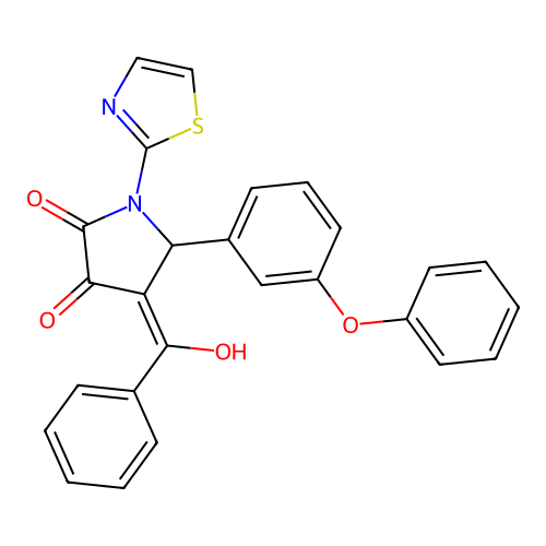 4-benzoyl-3-hydroxy-5-(3-phenoxyphenyl)-1-(thiazol-2-yl)-1H-pyrrol-2(5H)-one structure