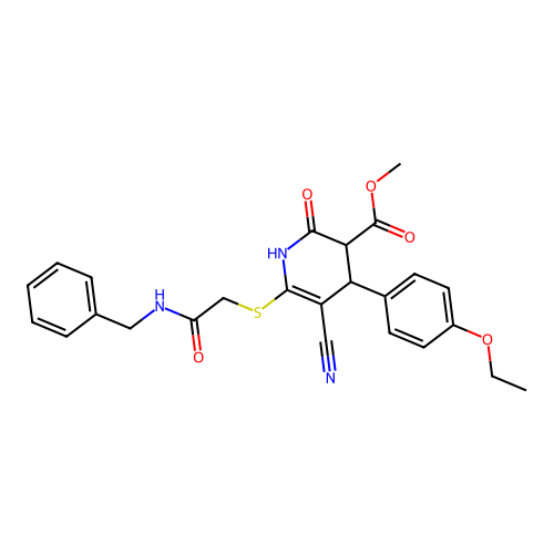 methyl 6-{[2-(benzylamino)-2-oxoethyl]sulfanyl}-5-cyano-4-(4-ethoxyphenyl)-2-oxo-1,2,3,4-tetrahydropyridine-3-carboxylate structure