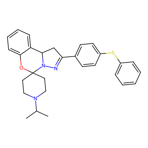 1'-isopropyl-2-(4-(phenylthio)phenyl)-1,10b-dihydrospiro[benzo[e]pyrazolo[1,5-c][1,3]oxazine-5,4'-piperidine] structure