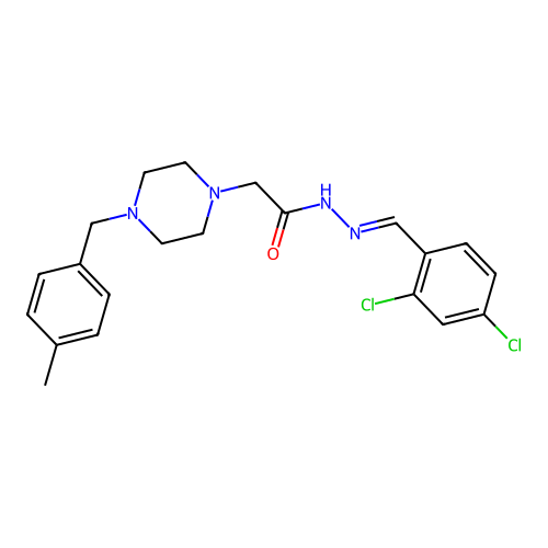 (E)-N'-(2,4-dichlorobenzylidene)-2-(4-(4-methylbenzyl)piperazin-1-yl)acetohydrazide structure
