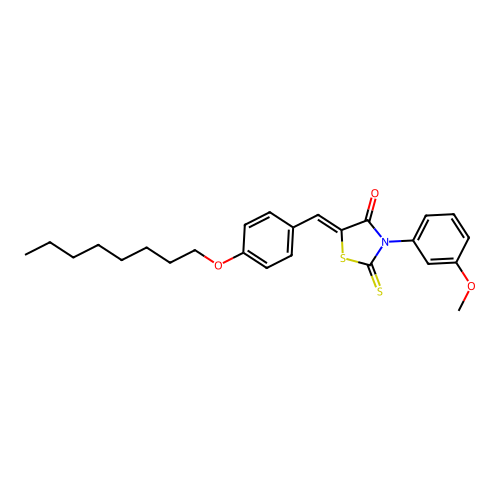 (5Z)-3-(3-methoxyphenyl)-5-[4-(octyloxy)benzylidene]-2-thioxo-1,3-thiazolidin-4-one structure