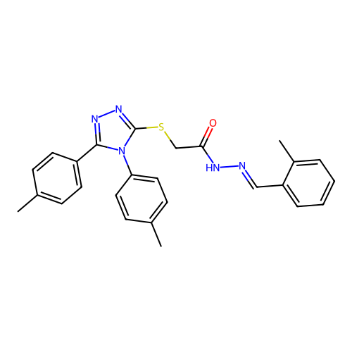 2-{[4,5-bis(4-methylphenyl)-4H-1,2,4-triazol-3-yl]sulfanyl}-N'-[(E)-(2-methylphenyl)methylidene]acetohydrazide structure