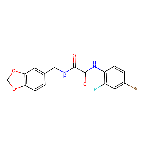 N-(1,3-benzodioxol-5-ylmethyl)-N'-(4-bromo-2-fluorophenyl)ethanediamide structure