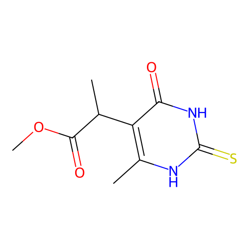 Methyl 2-(4-hydroxy-6-methyl-2-sulfanylpyrimidin-5-yl)propanoate structure