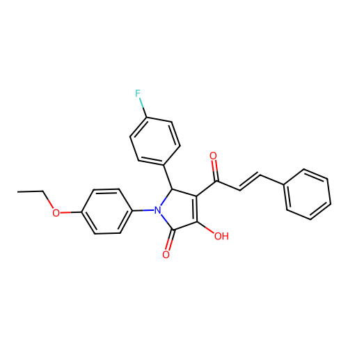 1-(4-ethoxyphenyl)-5-(4-fluorophenyl)-3-hydroxy-4-(3-phenylprop-2-enoyl)-5H-pyrrol-2-one structure