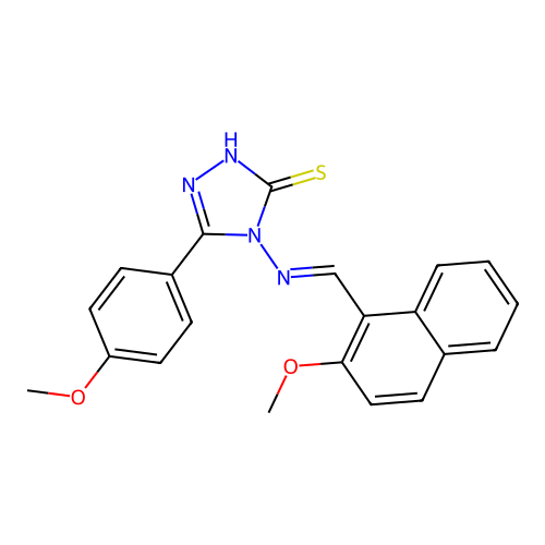 4-{[(E)-(2-methoxynaphthalen-1-yl)methylidene]amino}-5-(4-methoxyphenyl)-4H-1,2,4-triazole-3-thiol structure