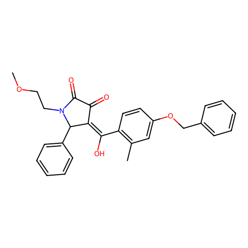(4E)-4-[hydroxy-(2-methyl-4-phenylmethoxyphenyl)methylidene]-1-(2-methoxyethyl)-5-phenylpyrrolidine-2,3-dione structure