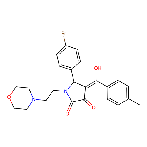 (4E)-5-(4-bromophenyl)-4-[hydroxy-(4-methylphenyl)methylidene]-1-(2-morpholin-4-ylethyl)pyrrolidine-2,3-dione structure
