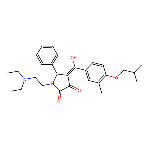 (4E)-1-(2-diethylaminoethyl)-4-[hydroxy-[3-methyl-4-(2-methylpropoxy)phenyl]methylidene]-5-phenylpyrrolidine-2,3-dione structure