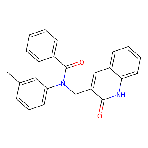 N-(3-methylphenyl)-N-[(2-oxo-1H-quinolin-3-yl)methyl]benzamide structure