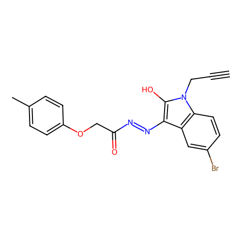 (Z)-N'-(5-bromo-2-oxo-1-(prop-2-yn-1-yl)indolin-3-ylidene)-2-(p-tolyloxy)acetohydrazide structure
