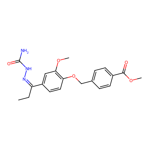 (Z)-methyl 4-((4-(1-(2-carbamoylhydrazono)propyl)-2-methoxyphenoxy)methyl)benzoate structure