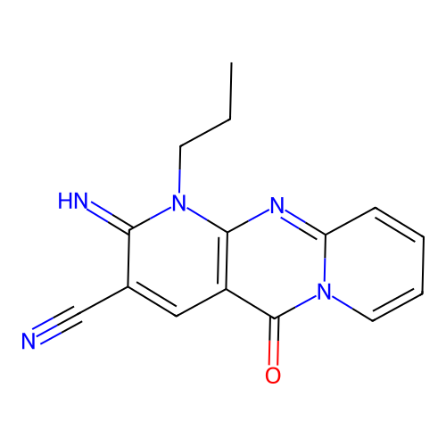 2-Imino-10-oxo-1-propyl-1,10-dihydro-2H-1,9,10a-triaza-anthracene-3-carbonitrile structure
