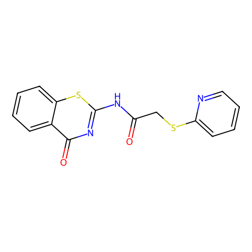 N-(4-oxo-1,3-benzothiazin-2-yl)-2-pyridin-2-ylsulfanylacetamide structure