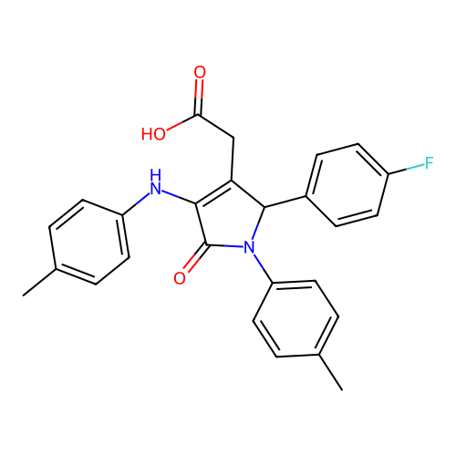 2-(2-(4-fluorophenyl)-5-oxo-1-(p-tolyl)-4-(p-tolylamino)-2,5-dihydro-1H-pyrrol-3-yl)acetic acid structure