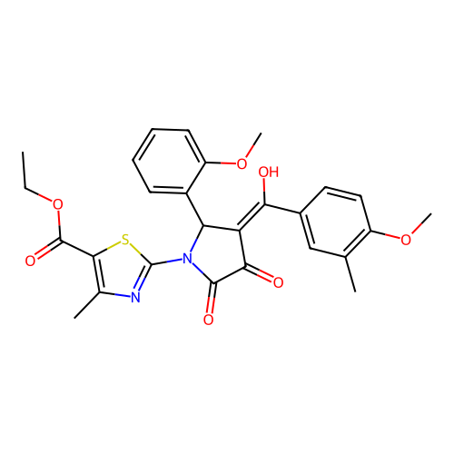 ethyl 2-(3-hydroxy-4-(4-methoxy-3-methylbenzoyl)-5-(2-methoxyphenyl)-2-oxo-2,5-dihydro-1H-pyrrol-1-yl)-4-methylthiazole-5-carboxylate structure
