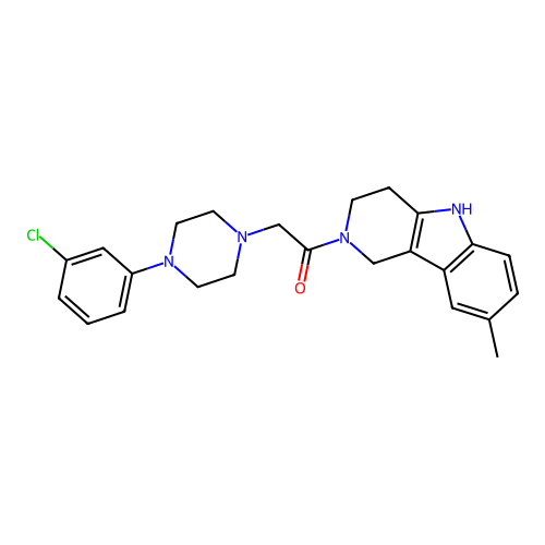 2-(4-(3-chlorophenyl)piperazin-1-yl)-1-(8-methyl-3,4-dihydro-1H-pyrido[4,3-b]indol-2(5H)-yl)ethanone structure