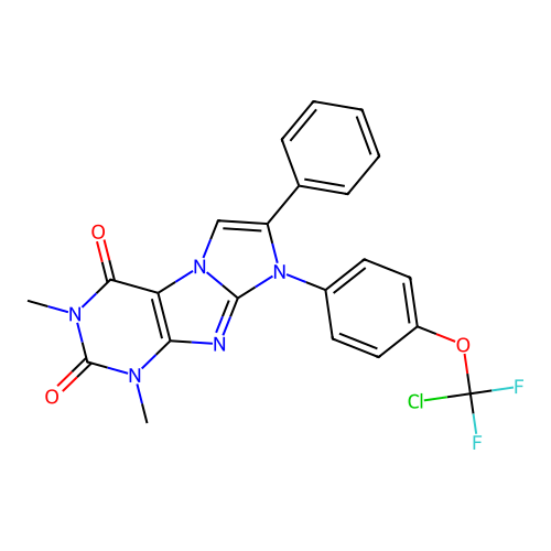 6-[4-[chloro(difluoro)methoxy]phenyl]-2,4-dimethyl-7-phenylpurino[7,8-a]imidazole-1,3-dione structure