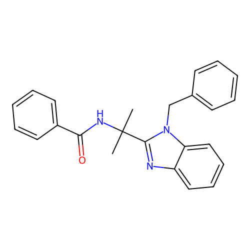 N-[2-(1-benzylbenzimidazol-2-yl)propan-2-yl]benzamide structure