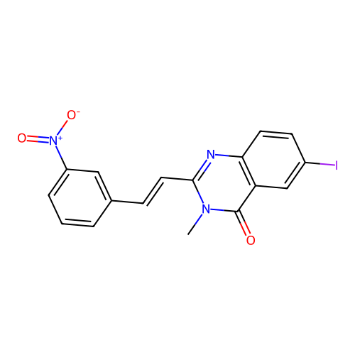 6-iodo-3-methyl-2-[(E)-2-(3-nitrophenyl)ethenyl]quinazolin-4-one structure