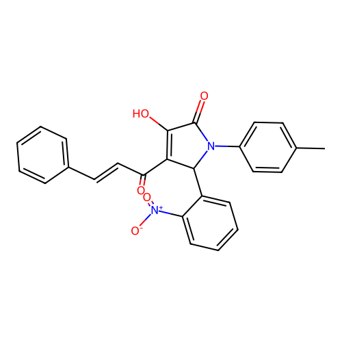 4-cinnamoyl-3-hydroxy-5-(2-nitrophenyl)-1-(p-tolyl)-1H-pyrrol-2(5H)-one structure