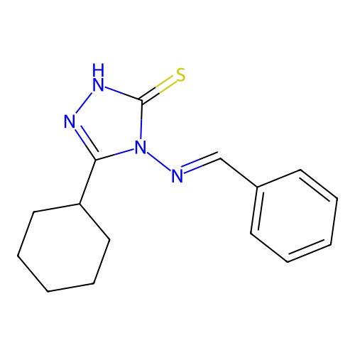 4-[(E)-benzylideneamino]-3-cyclohexyl-1H-1,2,4-triazole-5-thione structure