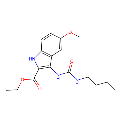 ethyl 3-[(butylcarbamoyl)amino]-5-methoxy-1H-indole-2-carboxylate structure