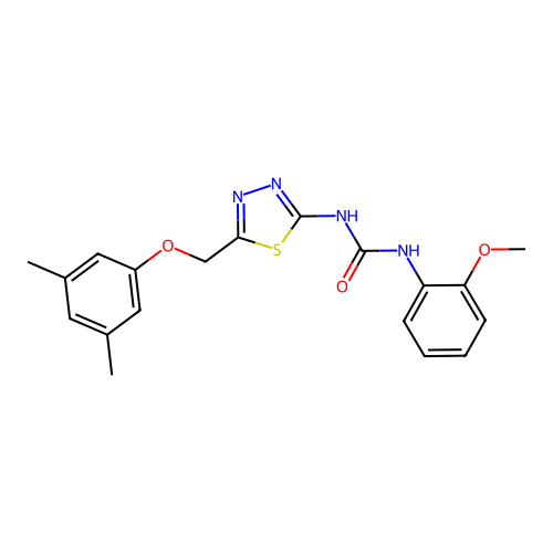 1-(5-((3,5-dimethylphenoxy)methyl)-1,3,4-thiadiazol-2-yl)-3-(2-methoxyphenyl)urea structure