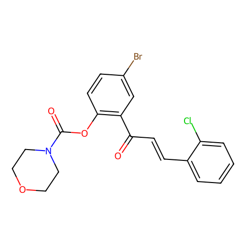 4-bromo-2-[(2E)-3-(2-chlorophenyl)prop-2-enoyl]phenyl morpholine-4-carboxylate structure