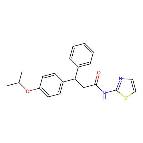 3-phenyl-3-[4-(propan-2-yloxy)phenyl]-N-(1,3-thiazol-2-yl)propanamide structure