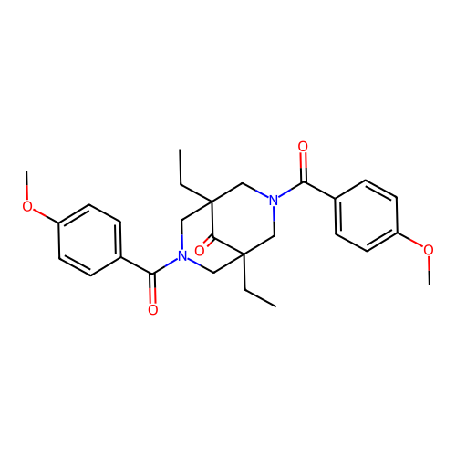 1,5-Diethyl-3,7-bis-(4-methoxy-benzoyl)-3,7-diaza-bicyclo[3.3.1]nonan-9-one structure
