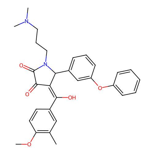 (4E)-1-[3-(dimethylamino)propyl]-4-[hydroxy-(4-methoxy-3-methylphenyl)methylidene]-5-(3-phenoxyphenyl)pyrrolidine-2,3-dione structure