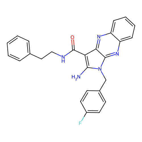 2-amino-1-(4-fluorobenzyl)-N-(2-phenylethyl)-1H-pyrrolo[2,3-b]quinoxaline-3-carboxamide structure