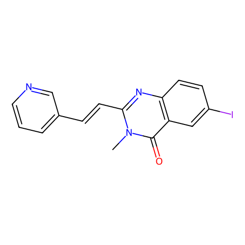 6-iodo-3-methyl-2-[(E)-2-(pyridin-3-yl)ethenyl]quinazolin-4(3H)-one structure