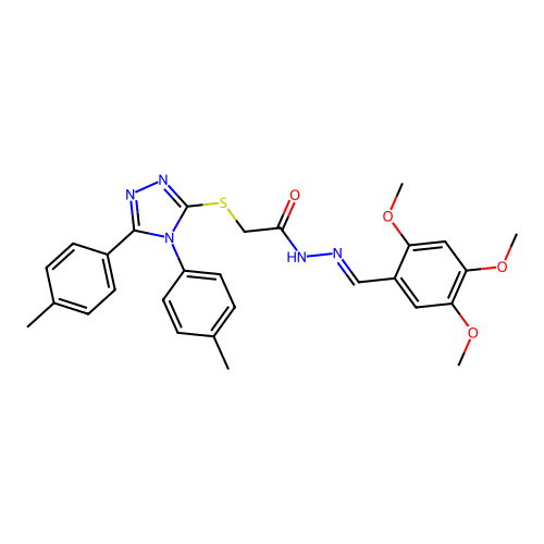 2-{[4,5-bis(4-methylphenyl)-4H-1,2,4-triazol-3-yl]sulfanyl}-N'-[(E)-(2,4,5-trimethoxyphenyl)methylidene]acetohydrazide structure