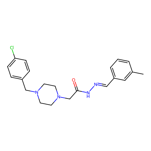 (E)-2-(4-(4-chlorobenzyl)piperazin-1-yl)-N'-(3-methylbenzylidene)acetohydrazide structure
