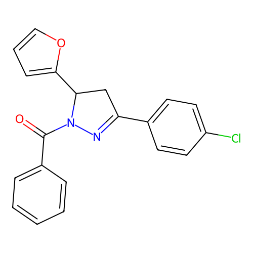 (3-(4-chlorophenyl)-5-(furan-2-yl)-4,5-dihydro-1H-pyrazol-1-yl)(phenyl)methanone structure