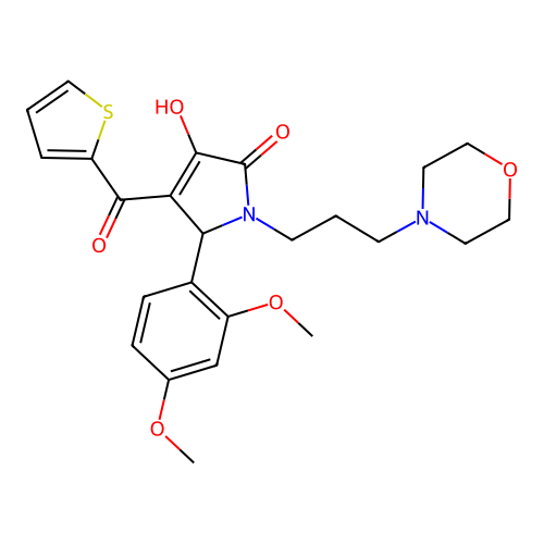 2-(2,4-dimethoxyphenyl)-4-hydroxy-1-(3-morpholin-4-ylpropyl)-3-(thiophene-2-carbonyl)-2H-pyrrol-5-one structure