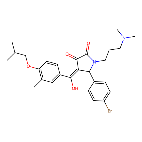 (4E)-5-(4-bromophenyl)-1-[3-(dimethylamino)propyl]-4-[hydroxy-[3-methyl-4-(2-methylpropoxy)phenyl]methylidene]pyrrolidine-2,3-dione structure