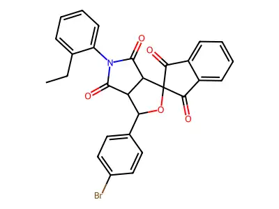 1-(4-bromophenyl)-5-(2-ethylphenyl)spiro[3a,6a-dihydro-1H-furo[3,4-c]pyrrole-3,2'-indene]-1',3',4,6-tetrone structure