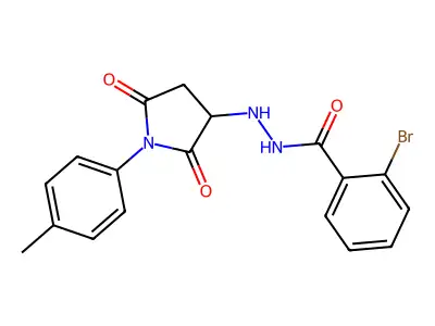 2-bromo-N'-[1-(4-methylphenyl)-2,5-dioxopyrrolidin-3-yl]benzohydrazide structure