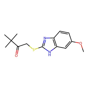 1-[(6-methoxy-1H-benzimidazol-2-yl)sulfanyl]-3,3-dimethylbutan-2-one structure