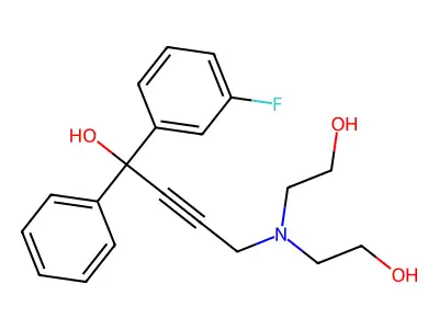 4-[Bis(2-hydroxyethyl)amino]-1-(3-fluorophenyl)-1-phenylbut-2-yn-1-ol structure