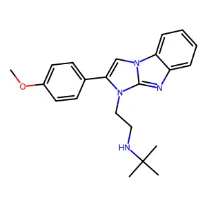 N-[2-[2-(4-methoxyphenyl)imidazo[1,2-a]benzimidazol-3-yl]ethyl]-2-methylpropan-2-amine structure