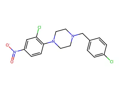 1-(2-Chloro-4-nitrophenyl)-4-[(4-chlorophenyl)methyl]piperazine structure