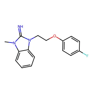 1-[2-(4-Fluorophenoxy)ethyl]-3-methylbenzimidazol-2-imine structure